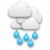 Mostly cloudy with rain showers